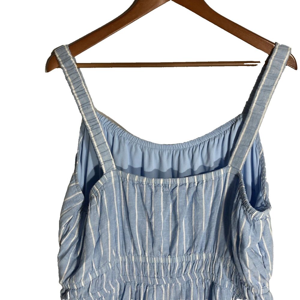 LANE BRYANT blue white striped elastic empire waist linen cotton sundress 22 - Picture 7 of 9